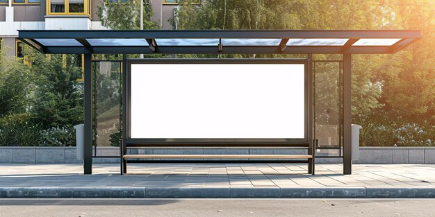 Vacant outdoor advertising display at bus station for promotional signs or banners