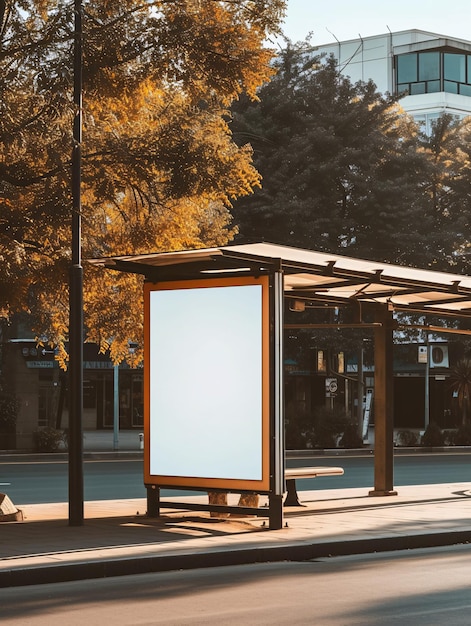 Vacant outdoor billboard mockup for promotional banners or posters at bus stop