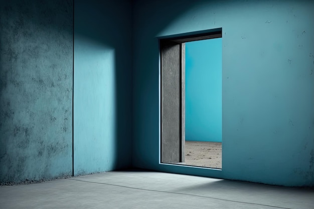 Vacant space with a blue wall