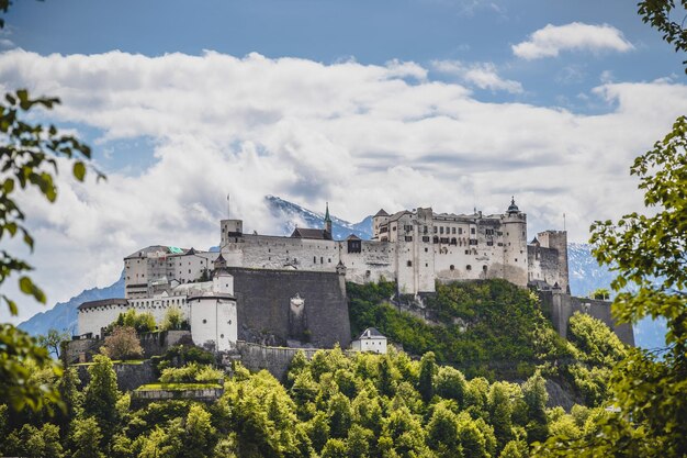 Vacation in Salzburg Fortress Hohensalzburg in spring time