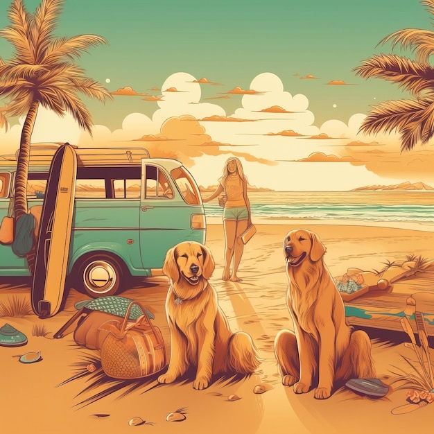 Vacation suitcase seaside sunny ai generated high quality illustration