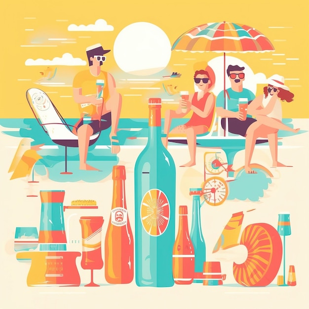 Vacation suitcase seaside sunny ai generated high quality illustration