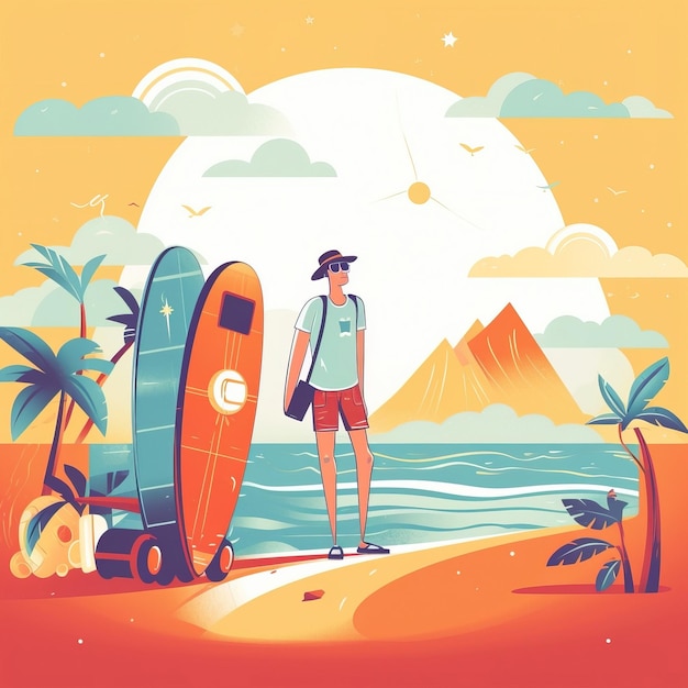 Vacation suitcase seaside sunny ai generated high quality illustration