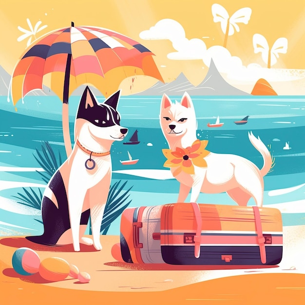 Vacation suitcase seaside sunny ai generated high quality illustration