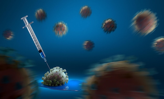 Vaccine concept for coronavirus with syringe