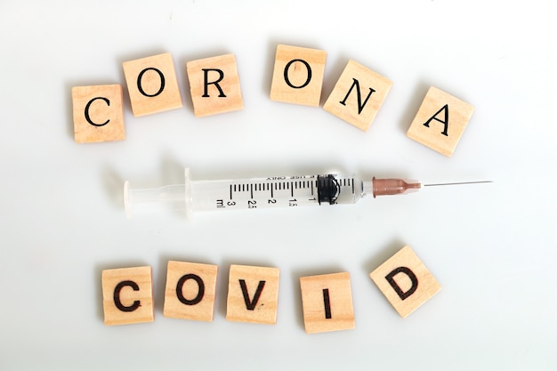 Vaccine in hypodermic syringe for Corona Covid19 virus medical for situation covid