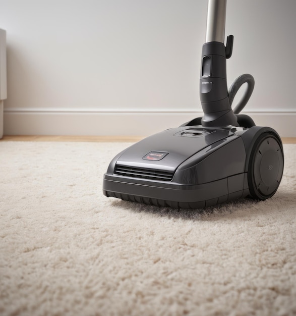 a vacuum cleaner is on the carpet in a room