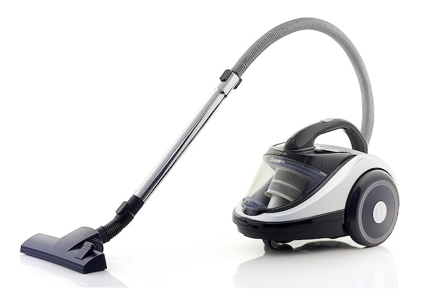 Photo vacuum cleaner isolated on white background electric sweeper with cord modern home appliance for