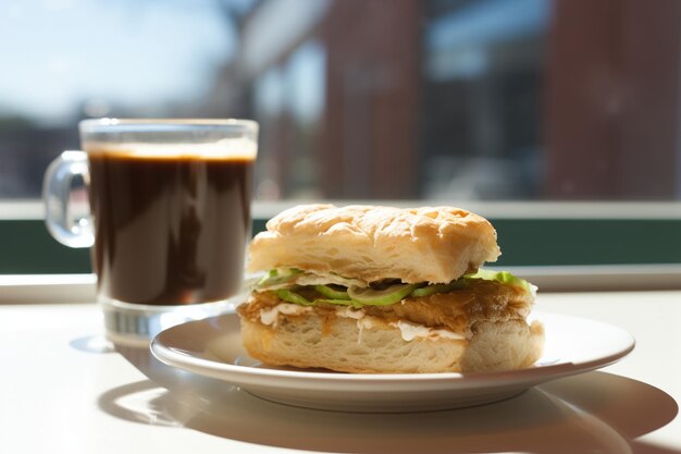 Vada pav presented with a cup of masala chai