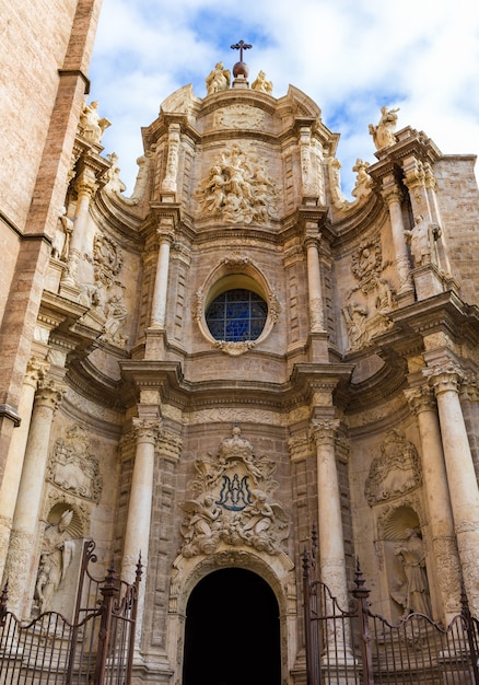 Valencia cathedral Seu facade in plaza de la Reina