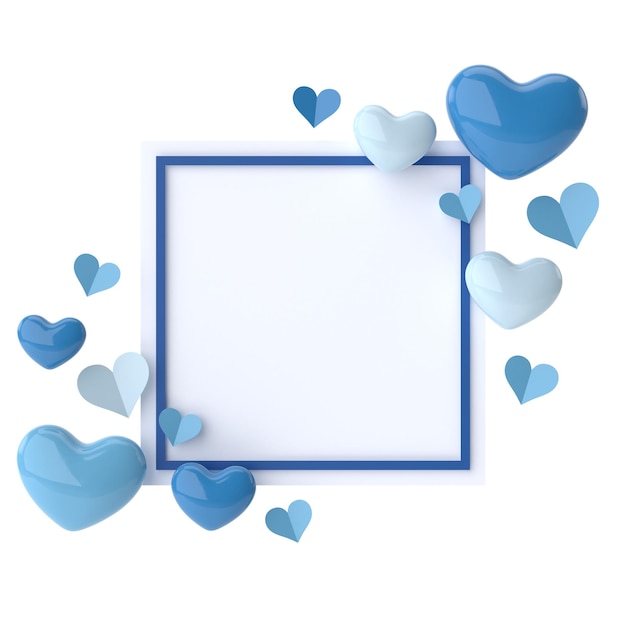 Valentine card Heart frame 3D illustration