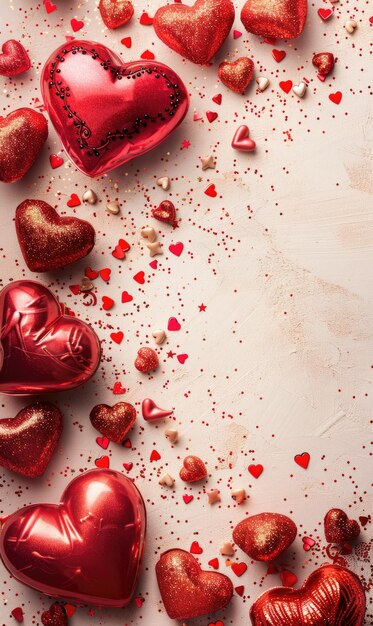 valentine celebration day various decoration symbolizing love and plain background Generate AI