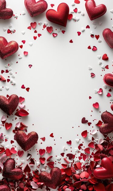 valentine celebration day various decoration symbolizing love and plain background Generate AI