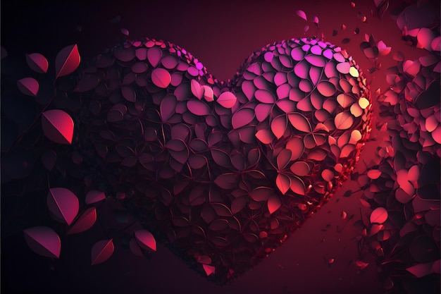 Valentine day background with heart shape digital illustration painting