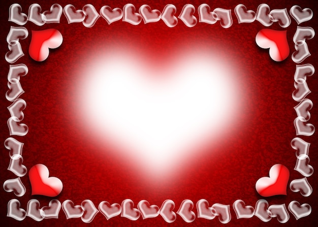 Valentine Day card, Heart frame on red and black background, Indication of the bright beauty of love.