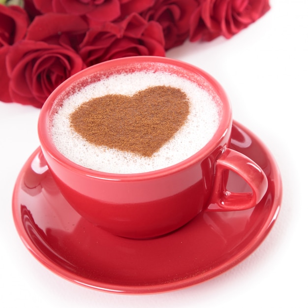 Valentine day coffee and roses