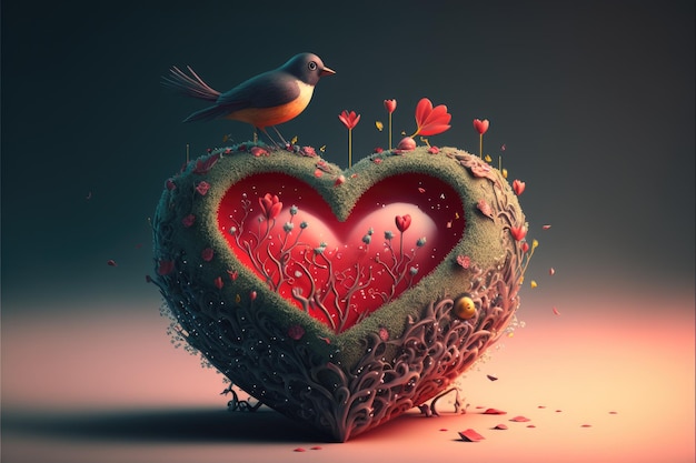 Valentine day A different heart to use as romatic card Generative AI