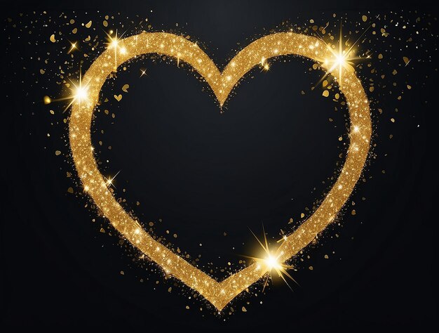 Valentine day gold glitter shiny Heart