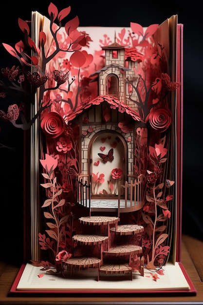 valentine day layered paper diorama book