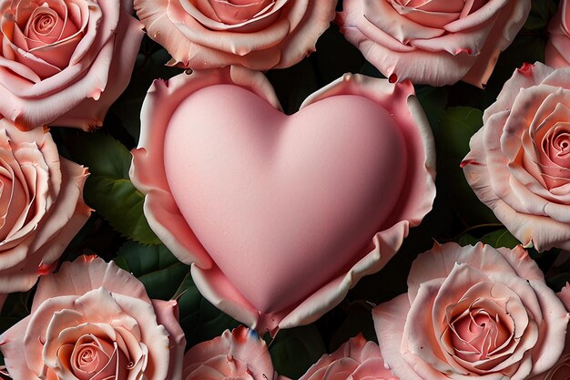 Valentine day pink hearts on pink rose background