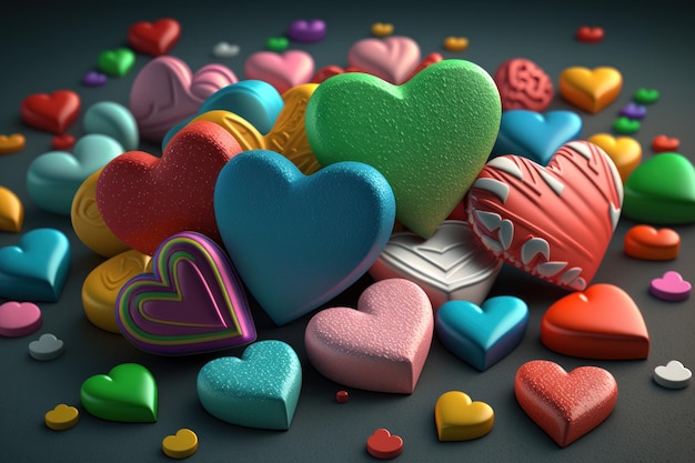 Valentine heart shape candy background AI Generative