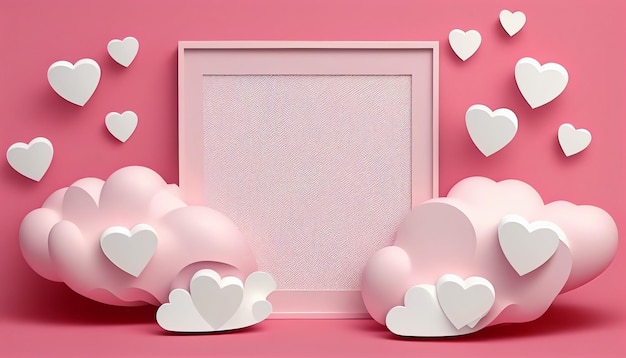 Valentine pink background with empty blank space Generative AI