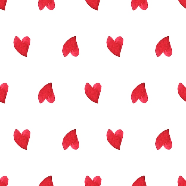 Valentine Red heart shape watercolor paintng in seamless pattern witn clipping path on white wall