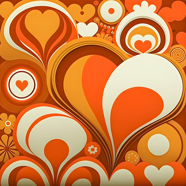 Valentine's day 70s style pattern illustration