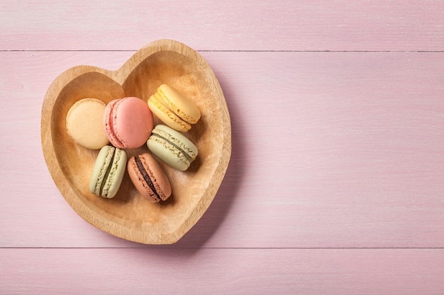 Valentine's day background with colorful macaroons