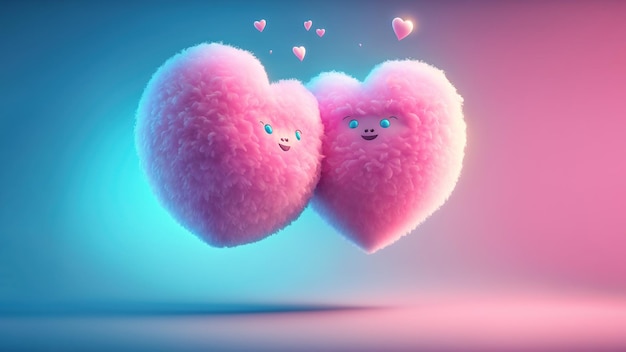 Valentine's day background with pink fluffy heart