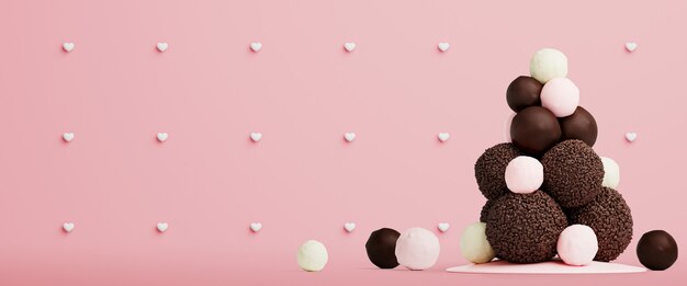 Valentine's Day background with sweet tree made of chocolate balls