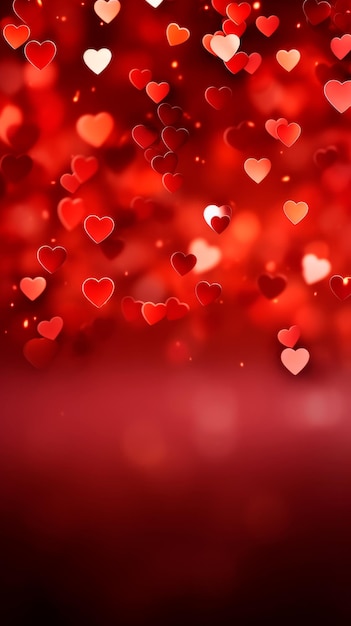 Valentine's Day banner Abstract header wallpaper with red hearts and copy space Love concept