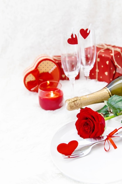 Valentine's Day. Beautiful background greeting card with a rose. Selective focus.