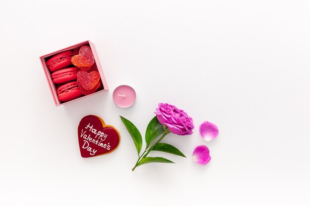 Valentine's day composition with gift box and rose