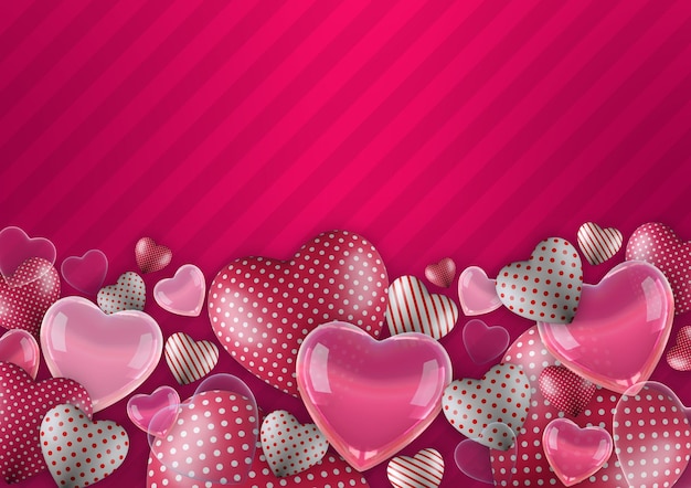 Valentine's day concept background Heart with basic textures on a pink background