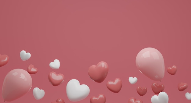 Valentine's Day concept, pink and white hearts balloons