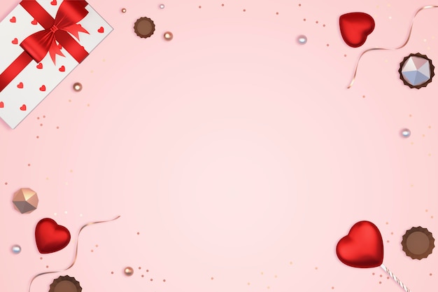 Valentine's day elements on pink