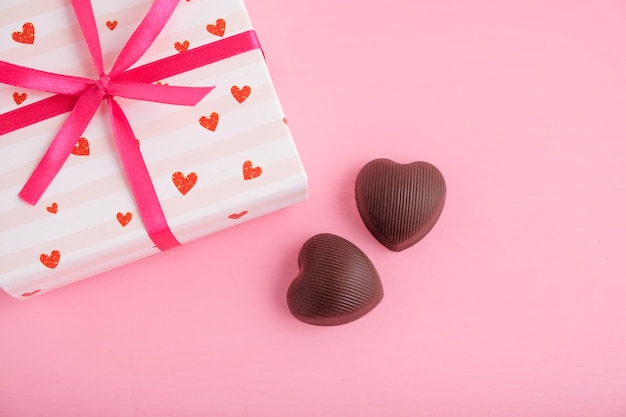 Valentine's Day. Gifts on pink table