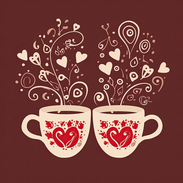 Valentine's day greeting card with cup of coffee Coffee Valentines Day clipart AI Generated