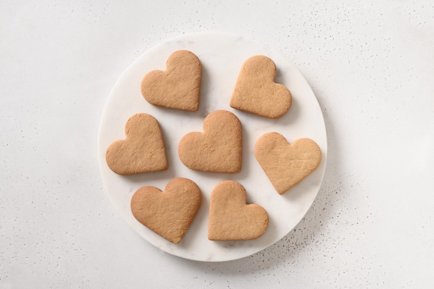 Valentine's Day heart shaped cookies on white background