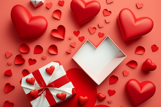 Valentine's Day, love heart, romance, love letter, gifts, concept, 3d rendering