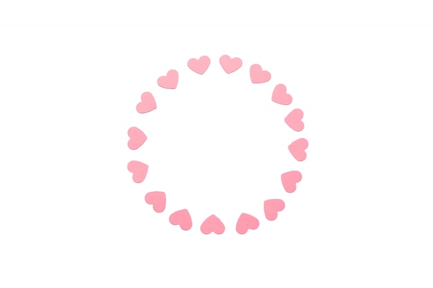 Valentine's Day round Frame made of pink paper hearts