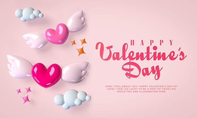 Valentine's day special Background with 3d love shape in red-pink,white and pink color