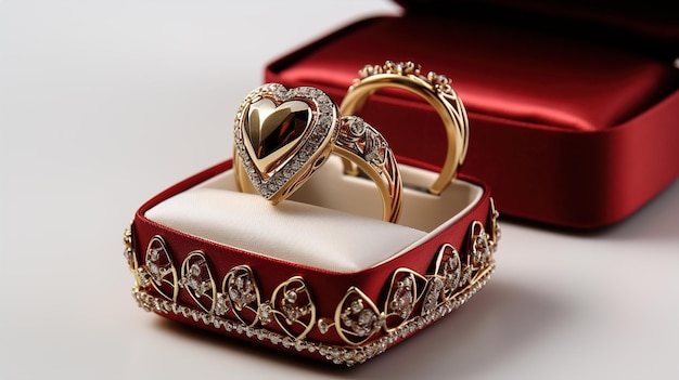 Valentine's Diamond Ring in Red Jewelry Box Wedding Proposal Perfection