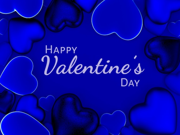 Valentine's hearts background in blue, Happy Valentine's day