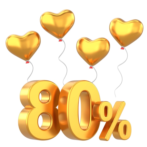 Valentine sale Eighty percent sale 80 sale 3D illustration