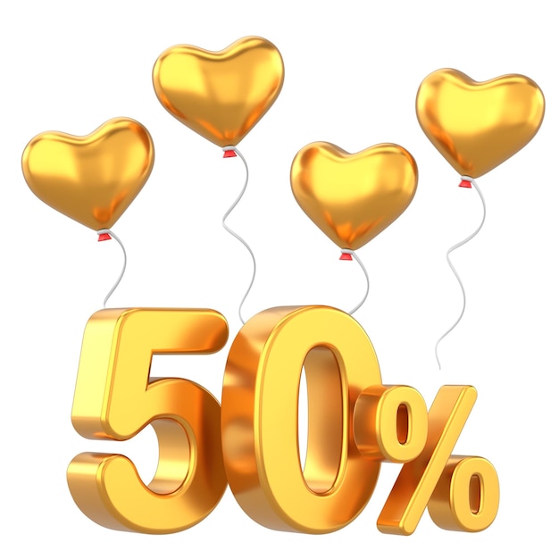 Valentine sale Fifty percent sale 50 sale 3D illustration