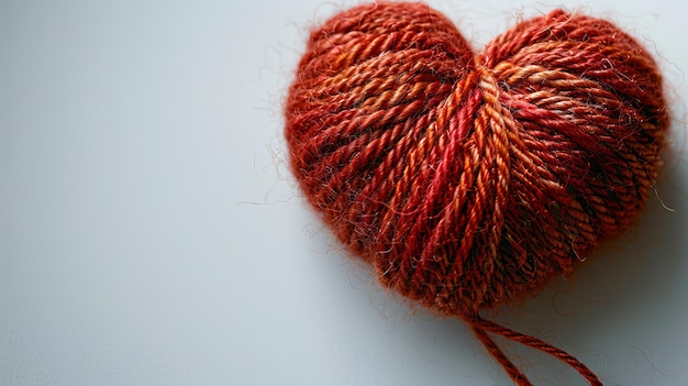 Valentine39s Day motif with red woolen thread and a white background