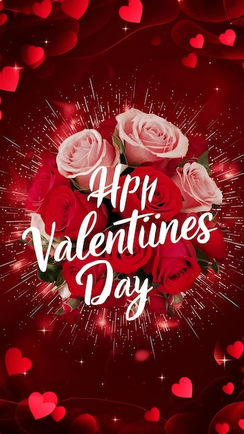 Valentines day background Beautiful bouquet of roses over sparkle background banner