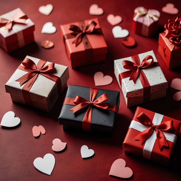 Valentines Day background design with gift boxes Generated Ai